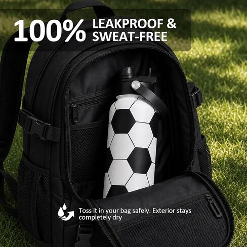 32oz Soccer Insulated Water Bottle 24H Cold Flask with a 2-in-1 Lid | 18/8 Stainless Steel Sweat-Proof Jug for Soccer Matches and Gym Training with a Soft Handle and a Braided Rope Strap in Kuwait
