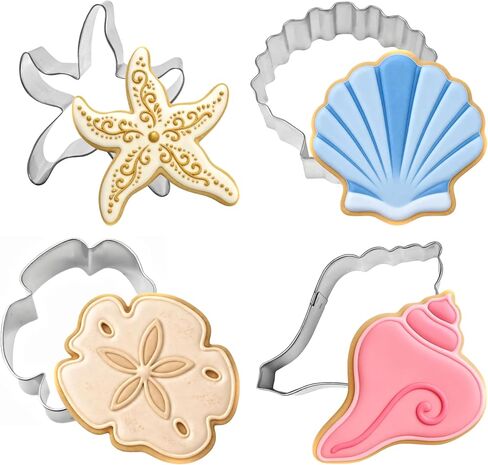 Sandy Beach Seashell Cookie Cutter 4 Piece Set from The Cookie Cutter Shop – Made in the USA in Kuwait