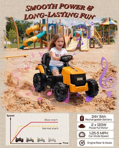 ألعاب ركوب الحفارة الأولى JCB 3CX المرخصة 24 فولت للأطفال، لعبة حفار خلفي مع مقعد قابل للعكس، أذرع أمامية وخلفية قابلة للإزالة، جهاز تحكم عن بعد، سيارة بناء كهربائية للأولاد والبنات (24 فولت) in Kuwait