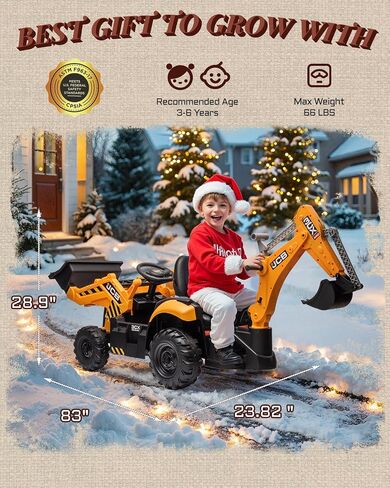 ألعاب ركوب الحفارة الأولى JCB 3CX المرخصة 24 فولت للأطفال، لعبة حفار خلفي مع مقعد قابل للعكس، أذرع أمامية وخلفية قابلة للإزالة، جهاز تحكم عن بعد، سيارة بناء كهربائية للأولاد والبنات (24 فولت) in Kuwait