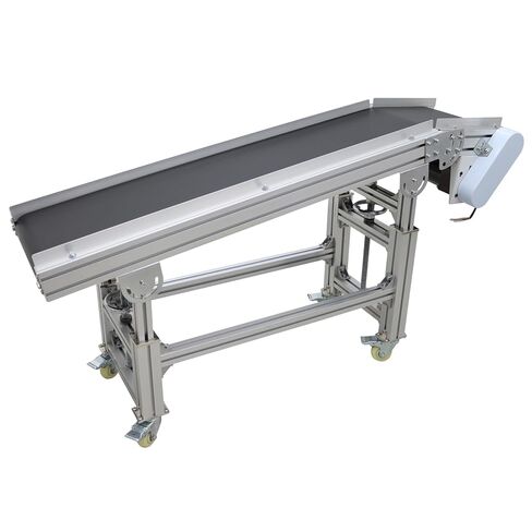 TECHTONGDA PVC Inclined Conveyor Belt System Motorized Length 47.2Inch Width 11.8Inch Aluminum Frame Adjustable Speed 13-65ft/min Height 21.2-38.9Inch Load 66-88LBS 110V/120w in Kuwait