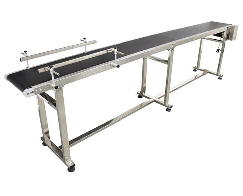 Electric PVC Belt Conveyor Adjustable Automatic Speed Desktop Conveyor Machine Stainless Steel Industrial Transport Machine with Double Guardrails, 118"x 11.8", 250W, 110V, Black in Kuwait