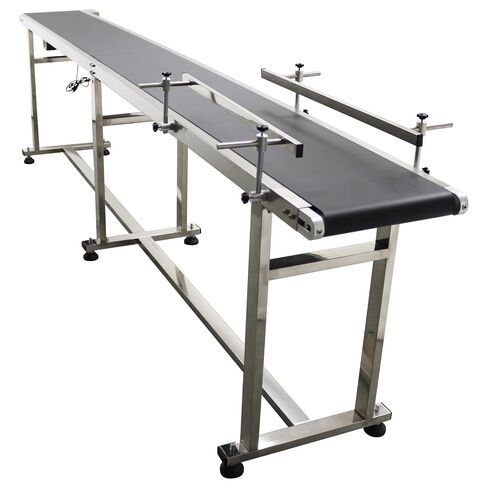 Electric PVC Belt Conveyor Adjustable Automatic Speed Desktop Conveyor Machine Stainless Steel Industrial Transport Machine with Double Guardrails, 118"x 11.8", 250W, 110V, Black in Kuwait
