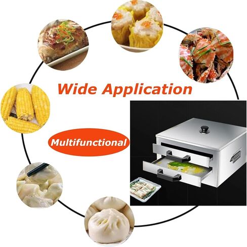 GYPSYFY Commercial 304 Stainless Steel Rice Noodle Roll Steamer, 2 Tier Drawer Changfen Maker with Tray Scraper, Banh Cuon Steamer for Gas Stove Induction Cooktop in Kuwait