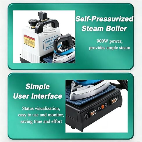 Industrial Steam Iron Boiler Station, 1600W Stainless Steel Steamer with 2l Large Water Tank Built & Adjustable Temperature, Ample Steam Output, for Professional Ironing in Clothing Stores in Kuwait
