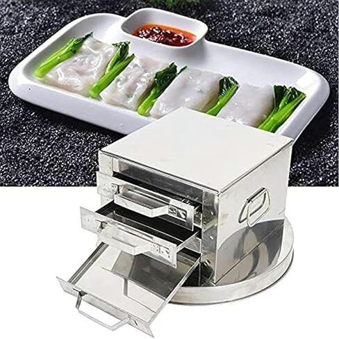 3 Layer Stainless Steel Steamed Rice Rolls Machine, 3-Layer Household Rice Noodle Roll Machine,Steamer Drawer Maker- in Kuwait