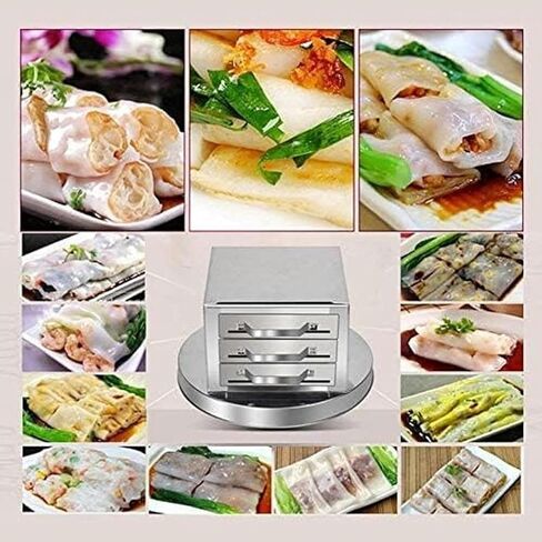 3 Layer Stainless Steel Steamed Rice Rolls Machine, 3-Layer Household Rice Noodle Roll Machine,Steamer Drawer Maker- in Kuwait