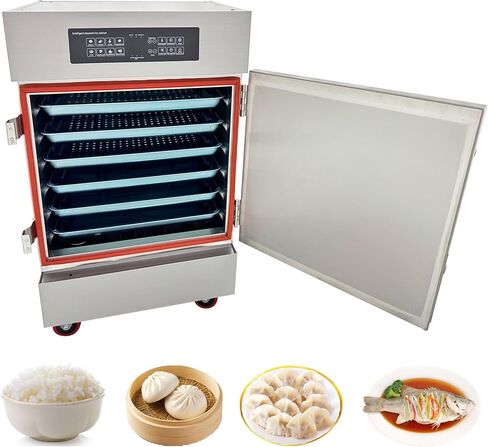 Commercial Electric Steaming Cabinet, 6 Trays, AC220V Single-Phase | for Steaming Various Food, 39.7LB (18kg) Flour & 46.3LB (21kg) Rice Capacity, 15.7*23.6" (40×60cm) Tray Size in Kuwait