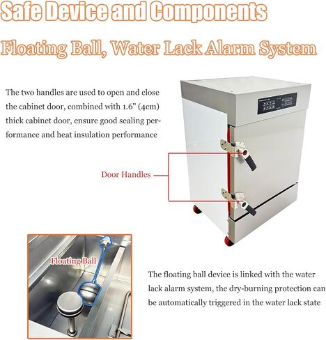 Commercial Electric Steaming Cabinet, 6 Trays, AC220V Single-Phase | for Steaming Various Food, 39.7LB (18kg) Flour & 46.3LB (21kg) Rice Capacity, 15.7*23.6" (40×60cm) Tray Size in Kuwait
