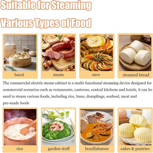 Commercial Electric Steaming Cabinet, 6 Trays, AC220V Single-Phase | for Steaming Various Food, 39.7LB (18kg) Flour & 46.3LB (21kg) Rice Capacity, 15.7*23.6" (40×60cm) Tray Size in Kuwait