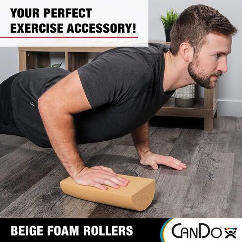 CanDo Beige PE Foam Rollers for Muscle Restoration, Massage Therapy, Sport Recovery and Physical Therapy 6" x 36" Half-Round in Kuwait