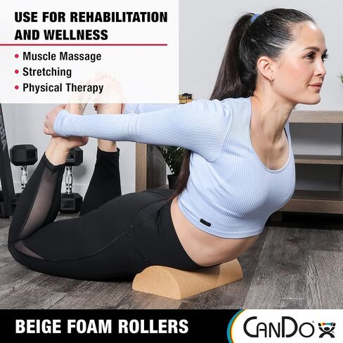 CanDo Beige PE Foam Rollers for Muscle Restoration, Massage Therapy, Sport Recovery and Physical Therapy 6" x 36" Half-Round in Kuwait