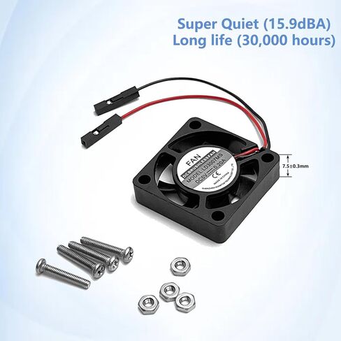 30mm Quiet 5V / 3.3V DC Fan, Cooling Fan for Raspberry Pi 5, Pi 4, Pi 3, B+, 3007 (4-Sets) in Kuwait