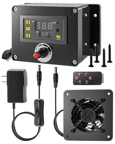 80mm Cabinet Cooling Fan with Temperature-Controlled, Dual Voltage 110V/220V with Built-in Power Adapter, Ultra Quiet 16dB, for AV Cabinets, Server Racks, Greenhouses, and RVs in Kuwait