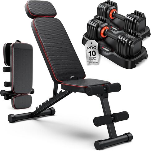 Adjustable Dumbbells Set of 2, 1 Hand Adjustable Weights Dumbbell Set and Workout Bench, 25/55/80lb Pair Weight Set For Home Gym Suit both Men and Women, Compact for Small Space Apartment Room in Kuwait