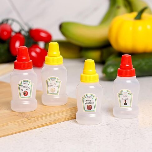 4 - Piece Set of Mini Food - Grade Squeeze Bottles for Sauces & Seasonings - Portable Plastic Dispensers in Kuwait