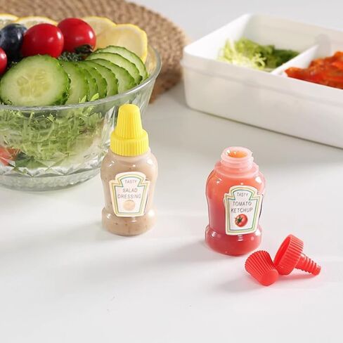 4 - Piece Set of Mini Food - Grade Squeeze Bottles for Sauces & Seasonings - Portable Plastic Dispensers in Kuwait