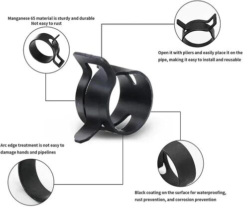 140PCS Black Vacuum Spring Hose Clip Assortment Kit with Plier for Fuel, Oil, and Water Lines in Saudi Arabia