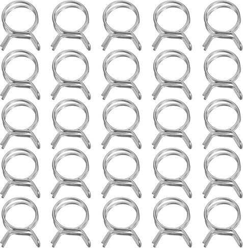 15-25pcs Double Wire Spring Hose Clamps for Air Hoses, Water Pipes, and Vacuum Hoses - Stainless Steel, Polished Finish(28mm 25Pcs) in Saudi Arabia