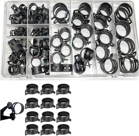 154pcs Heavy Duty Dacromet Hose Clamps Set with Plier for Automotive and Industrial Use(154pcs with plier) in Saudi Arabia