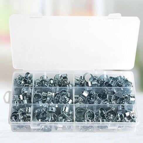 135pcs Metal Hose Clamp Set with Zinc Plating Mini Spring Buckle for Water and Air Hose Portable and Easy to Use Metal Clips in Kuwait