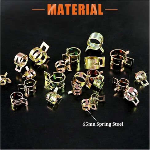 55Pcs Spring Band Type Action Fuel Line Silicone Vacuum Hose Pipe Clamp Assortment Kit - 7mm to 17mm Low Pressure Air Clip Clamps in Saudi Arabia