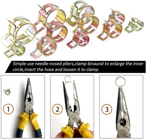 55Pcs Spring Band Type Action Fuel Line Silicone Vacuum Hose Pipe Clamp Assortment Kit - 7mm to 17mm Low Pressure Air Clip Clamps in Saudi Arabia