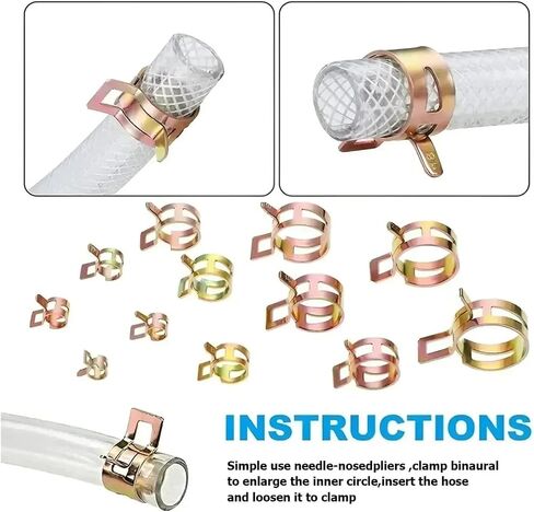 300Pcs Manganese Steel Spring Hose Clamp Kit - 5-18mm Low Pressure Fasteners for Pipes & Automobiles in Saudi Arabia
