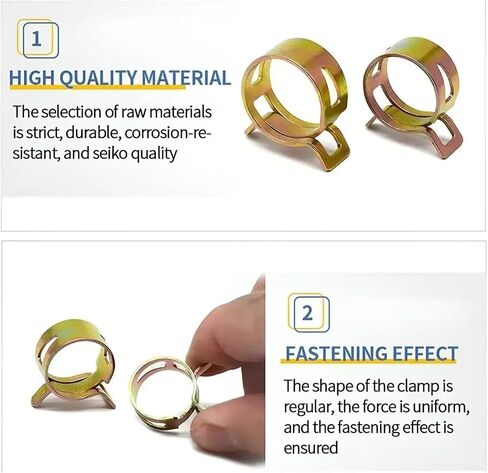 300Pcs Manganese Steel Spring Hose Clamp Kit - 5-18mm Low Pressure Fasteners for Pipes & Automobiles in Saudi Arabia