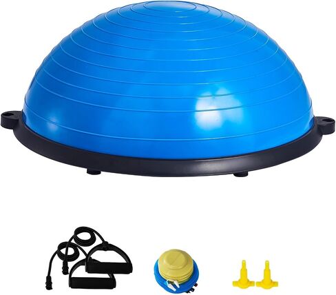 Half Balance Ball Trainer, Blue, with Resistance Bands, Foot Pump & Plugs, Core Stability Training in Kuwait