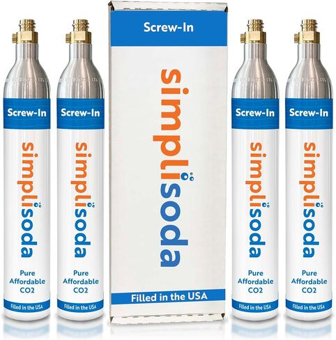 60L CO2 Canister Cylinders - متوافقة مع Sodastream Blue Screw -in فقط ، Ninja Thirsti ، Philips ، وأكثر من ذلك - Machine Soda Streaming Machine CO2 Soda Tell -thement ، | 14.5 أوقية ، مجموعة من 4 in Kuwait