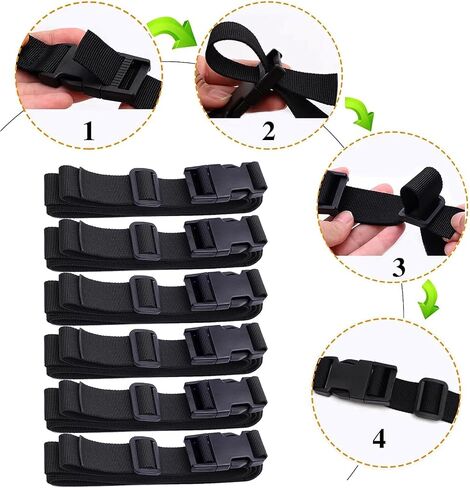 أشرطة غطاء قارب قابلة للتعديل مع أبازيم سريعة الفك، غطاء قارب عالي التحمل، أشرطة مساعدة، أشرطة شد حزام الحمالات لتأمين 6 قطع in Kuwait