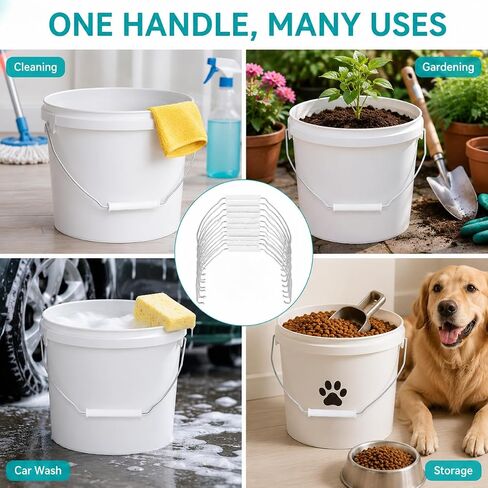 MAGICLULU 10pcs Plastic Bucket Handle Strap, Comfortable Grip Replacement for Portable Pails, Metal Wire Bail Grip Attachment for Home Cleaning, Gardening Utility Barrel, Mop Pail Tool, White in Kuwait