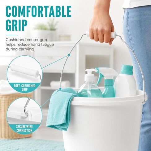 MAGICLULU 10pcs Plastic Bucket Handle Strap, Comfortable Grip Replacement for Portable Pails, Metal Wire Bail Grip Attachment for Home Cleaning, Gardening Utility Barrel, Mop Pail Tool, White in Kuwait