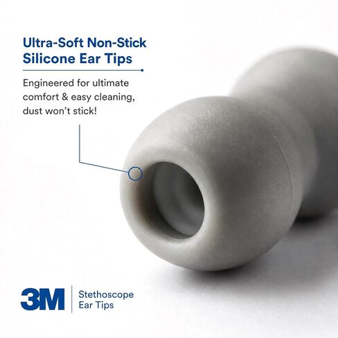 Stethoscope Ear Tips Replacement Compatible with Littmann, 4 Pack Silicone Ear Tips for Classic III, Cardiology 3/4 & IV, Small/Middle Size, Grey in Kuwait