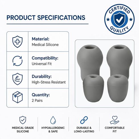 Stethoscope Ear Tips Replacement Compatible with Littmann, 4 Pack Silicone Ear Tips for Classic III, Cardiology 3/4 & IV, Small/Middle Size, Grey in Kuwait