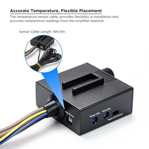 RECOIL LCVT وحدة تحكم مستوى RCA عالمية مع عرض الجهد ودرجة الحرارة - مقبض التحكم في مكبر الصوت داخل لوحة القيادة، ومقياس الفولتميتر الرقمي، ومقياس الحرارة، ومفتاح تشغيل/إيقاف تشغيل تعزيز الجهير عن بعد in Kuwait