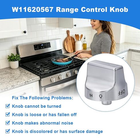 5 قطع W11620567 W11510456 مقابض التحكم في النطاق متوافقة مع مواقد الغاز الدوامة WFG525S0JS5 WFG550S0LZ4 WFG525S0JZ5 استبدال PD00091088، 4981570، PS16745048، EAP16745048 مقبض الفرن in Kuwait