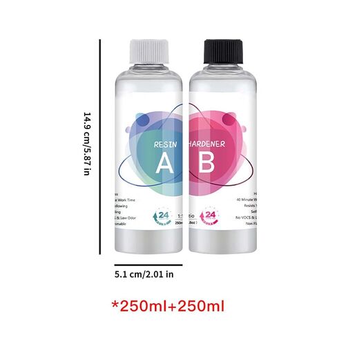 راتنج إيبوكسي شفاف، صمغ لاصق عالي A250ml B250ml، لا يوجد فقاعات مصبوبة يدويًا مع مزيج سهل، إكسسوار فني للحرف اليدوية، مادة مشروع منزلي مع لمسة نهائية متينة، للبالغين والرجال والنساء للمبتدئين في الأعمال اليدوية in Kuwait