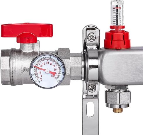 8-Branch Radiant Heat Manifold 1/2" PEX Tubing Floor Heating Manifold Set Product Parameters: This radiant heat manifold features 8 branches, 1-inch NPT supply and return ball valves, and supports a in Kuwait