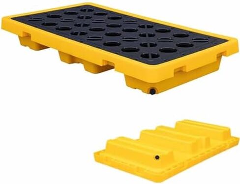 Spill Containment Pallet Tray Platform Oil Drum Drums Concrete Modular Drain Proof Tank polyethylene Profile Paint Bucket Garage Industrial,Modular Spill Containment Tray with Grating for Oi in Saudi Arabia