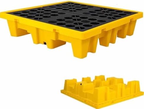 Spill Containment Pallet Tray Platform Oil Drum Drums Concrete Modular Drain Proof Tank polyethylene Profile Paint Bucket Garage Industrial,Modular Spill Containment Tray with Grating for Oi in Saudi Arabia