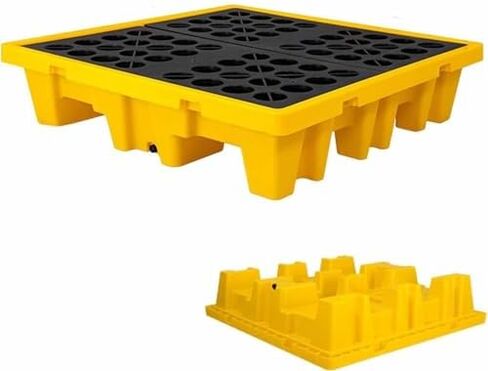 Spill Containment Pallet Tray Platform Oil Drum Drums Concrete Modular Drain Proof Tank polyethylene Profile Paint Bucket Garage Industrial,Modular Spill Containment Tray with Grating for Oi in Saudi Arabia
