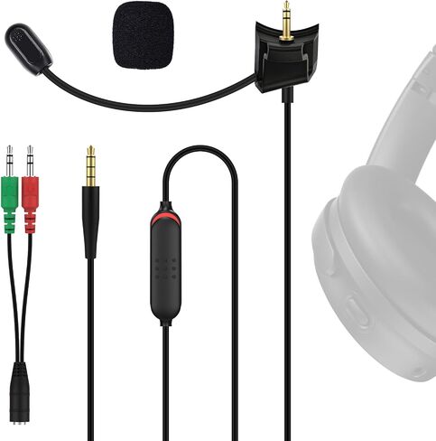 QC45 Microphone Compatible with Bose QC45 Wireless Noise Cancelling Headphones, Boom Gaming Microphone Cable with Mute Switch for PS4, PS5, PC, Xbox One Controller (QC45 Boom Mic, 3.5mm Y-Splitter) in Kuwait