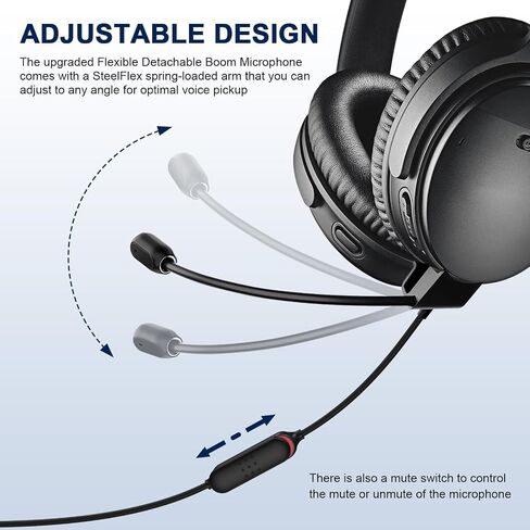 QC45 Microphone Compatible with Bose QC45 Wireless Noise Cancelling Headphones, Boom Gaming Microphone Cable with Mute Switch for PS4, PS5, PC, Xbox One Controller (QC45 Boom Mic, 3.5mm Y-Splitter) in Kuwait