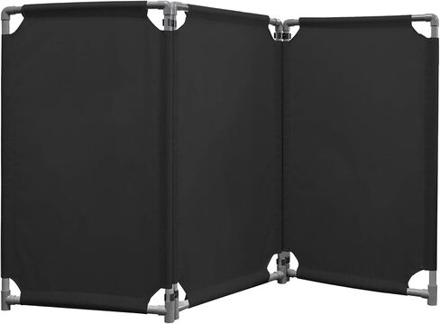 3 Panels Safety Barricade 5.8FT Foldable Security Sign Barrier Gate with Heavy Duty PVC Frame High Visibility Caution Symbol Crowd Control Restricted Area Pedestrian Barricade Traffic Fence Black in Kuwait