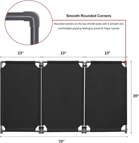 3 Panels Safety Barricade 5.8FT Foldable Security Sign Barrier Gate with Heavy Duty PVC Frame High Visibility Caution Symbol Crowd Control Restricted Area Pedestrian Barricade Traffic Fence Black in Kuwait
