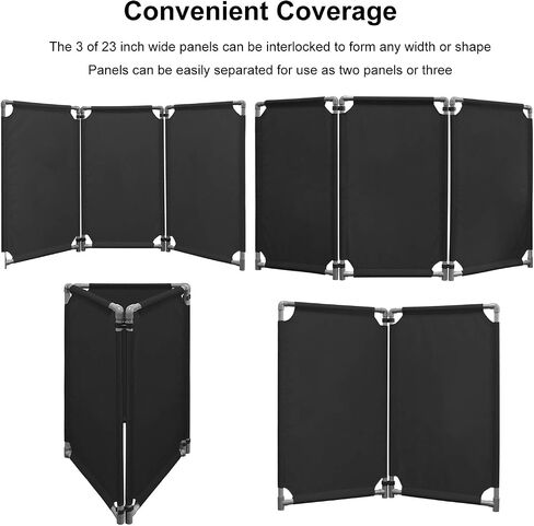 3 Panels Safety Barricade 5.8FT Foldable Security Sign Barrier Gate with Heavy Duty PVC Frame High Visibility Caution Symbol Crowd Control Restricted Area Pedestrian Barricade Traffic Fence Black in Kuwait