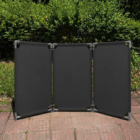 3 Panels Safety Barricade 5.8FT Foldable Security Sign Barrier Gate with Heavy Duty PVC Frame High Visibility Caution Symbol Crowd Control Restricted Area Pedestrian Barricade Traffic Fence Black in Kuwait