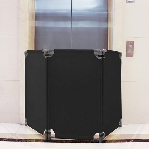 3 Panels Safety Barricade 5.8FT Foldable Security Sign Barrier Gate with Heavy Duty PVC Frame High Visibility Caution Symbol Crowd Control Restricted Area Pedestrian Barricade Traffic Fence Black in Kuwait